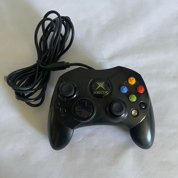 Original Xbox S-Type Controller Black Genuine No Breakaway Cable - Picture 2 of 8